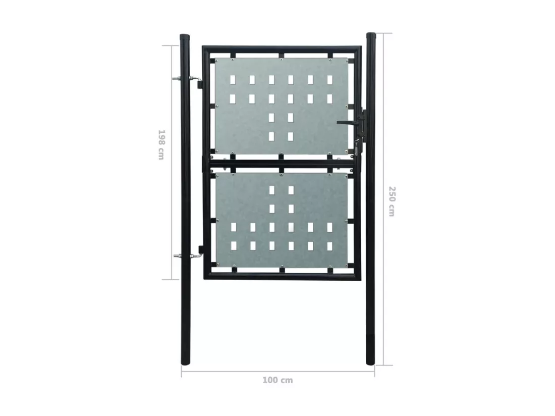 Portail simple de cl?ture Noir 100x250 cm
