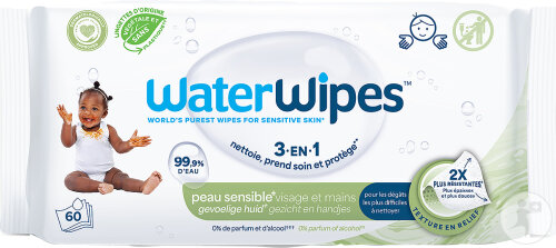 WaterWipes Lingettes Nettoyantes Pour Bébé Peaux Sensibles 60 Pièces