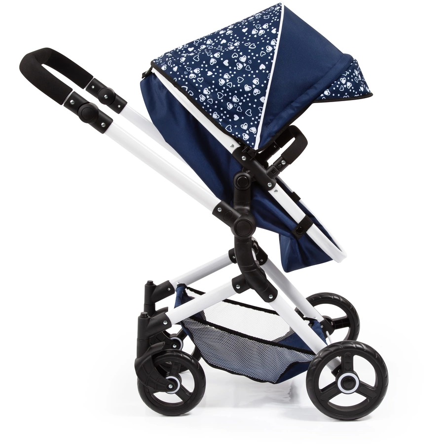bayer Design Kombi-Puppenwagen Neo Vario blau mit Herzen