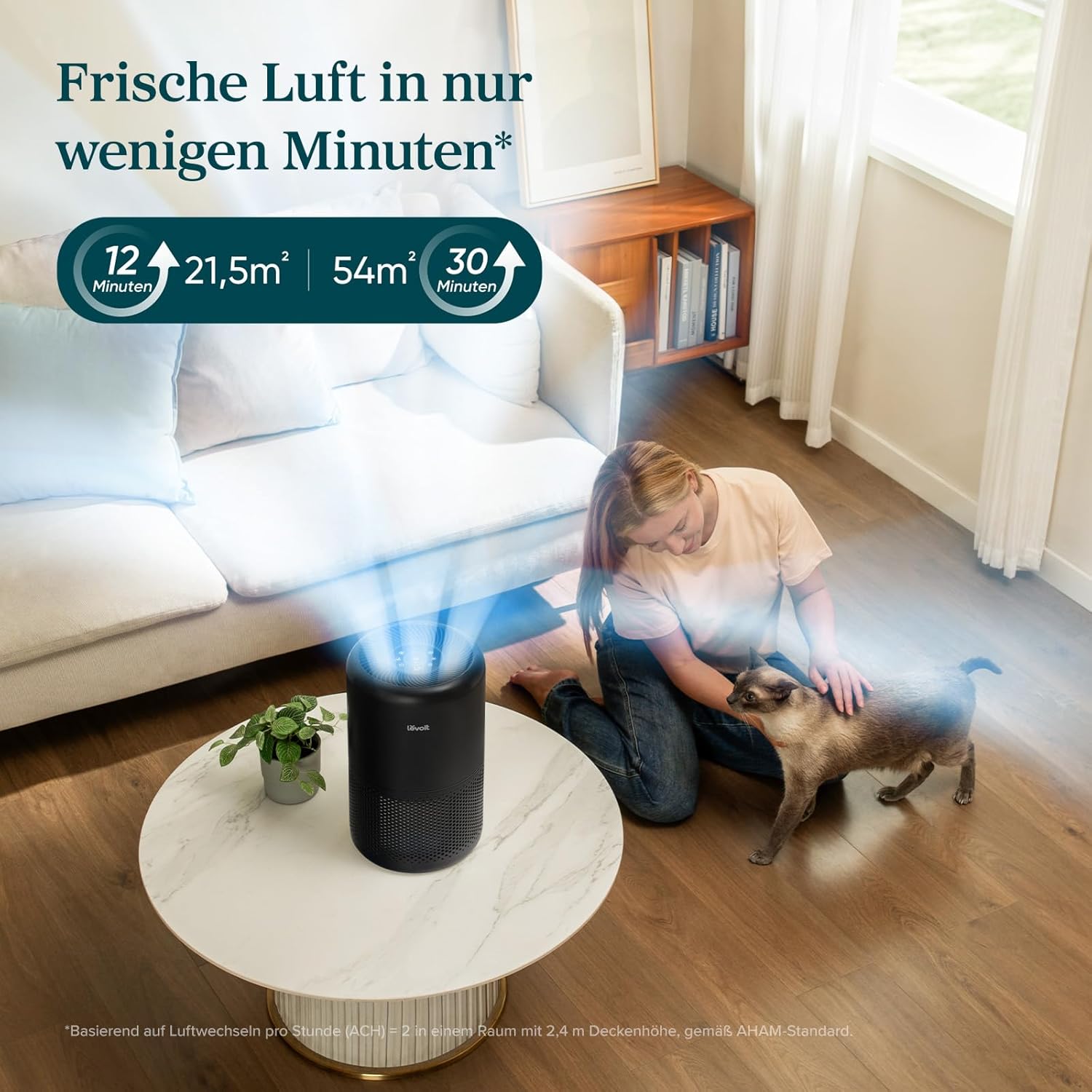 LEVOIT Luftreiniger mit HEPA Luftfilter, CADR 258m³/h für 54㎡ Raucherzimmer, gegen 99,97 Prozent Schimmel Staub Pollen Tierhaare, Air Purifier mit Luftqualitäts-Feedback und Auto-Modus, Schlafmodus