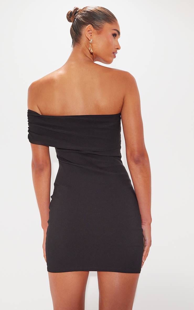 Noir Robe Mini Moulante Asymétrique À Une Épaule