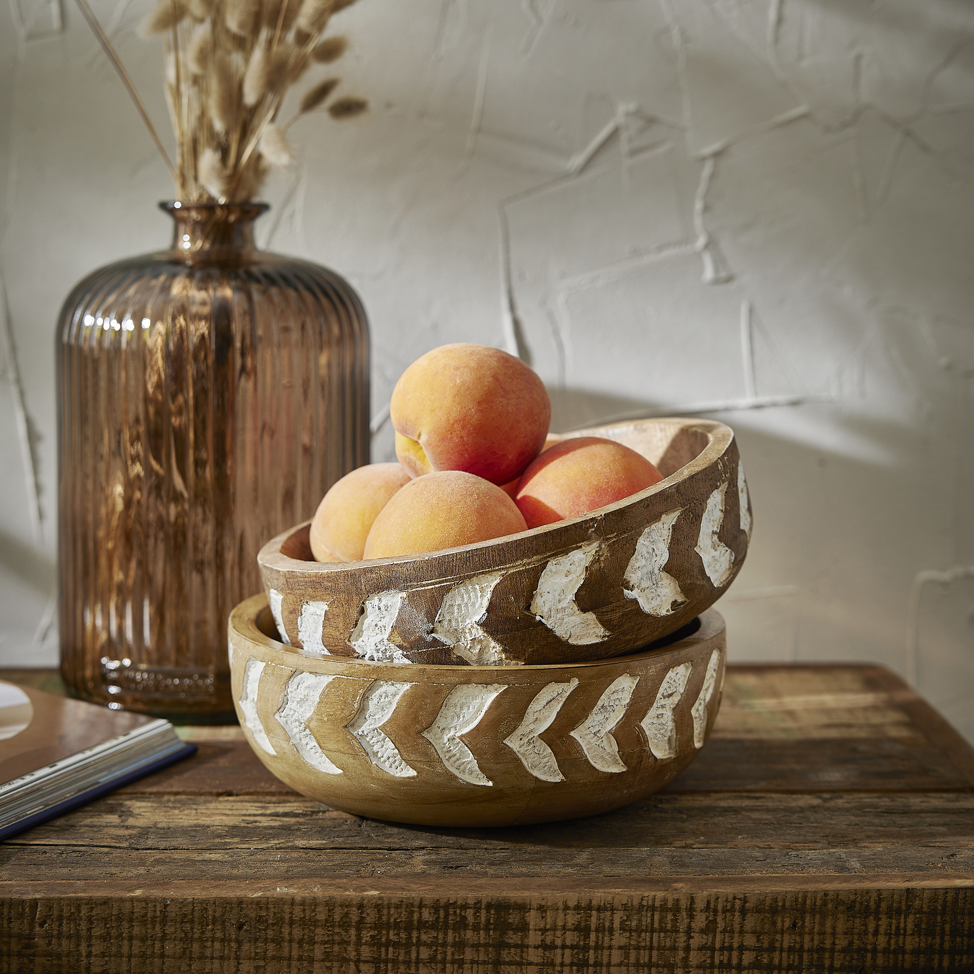 Schale Mango, braun/weiß, 20 x 7 cm
