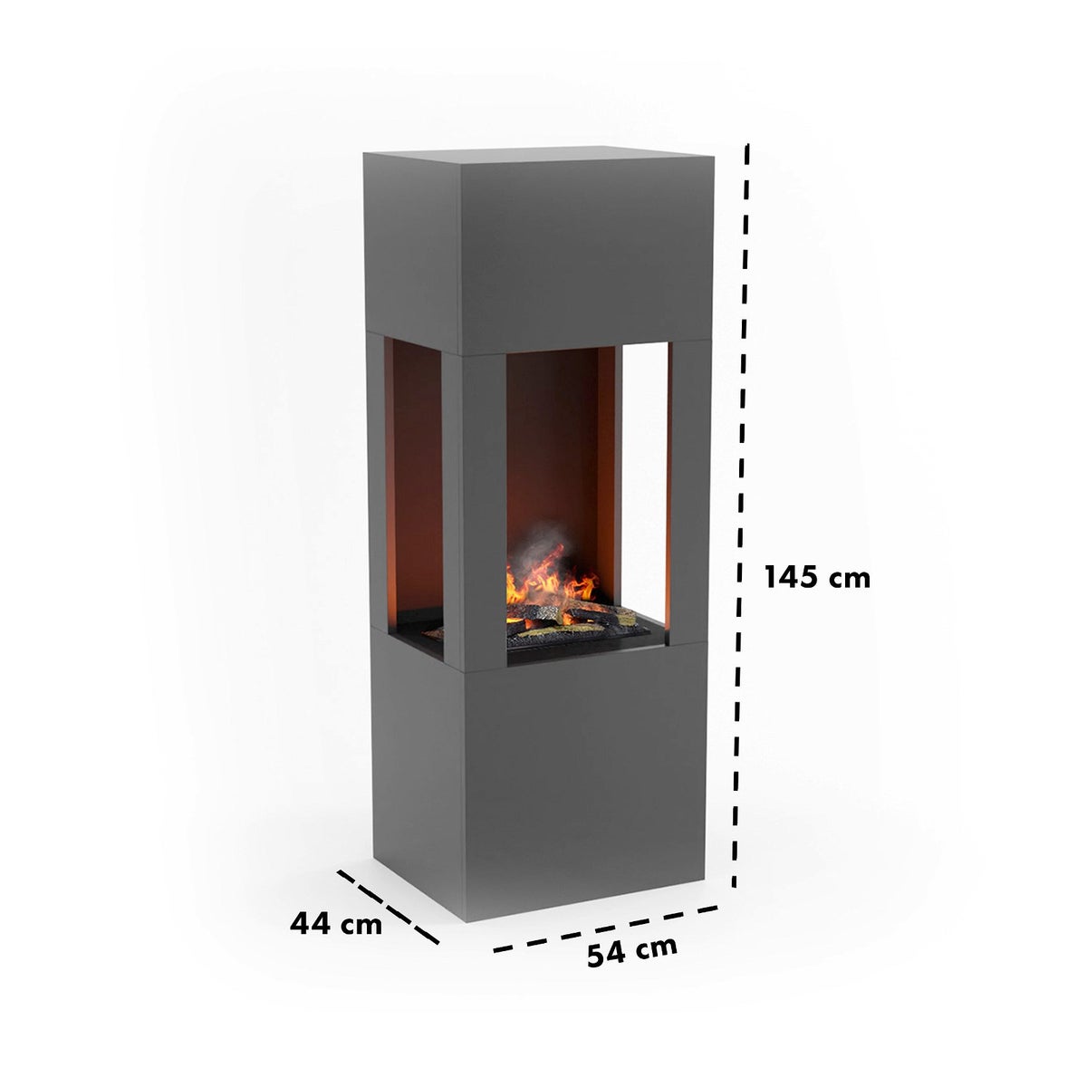 GLOW FIRE Elektrische haard 'Böll' | Waterdamphaard met OMC 400 inclusief hout in de kleur wit als roomdivider | HxBxD: 145x54x44 cm