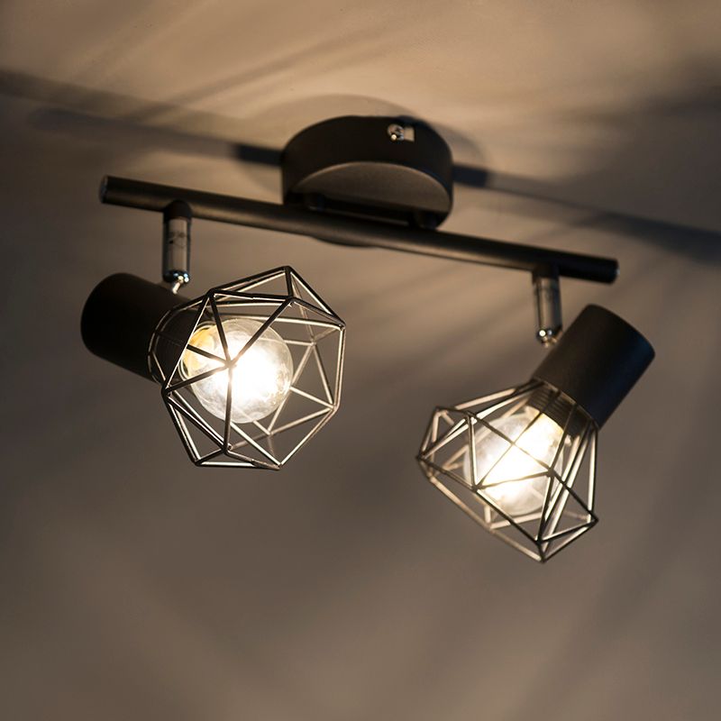 Art deco spot zwart draai- en kantelbaar 2-lichts - Mosh