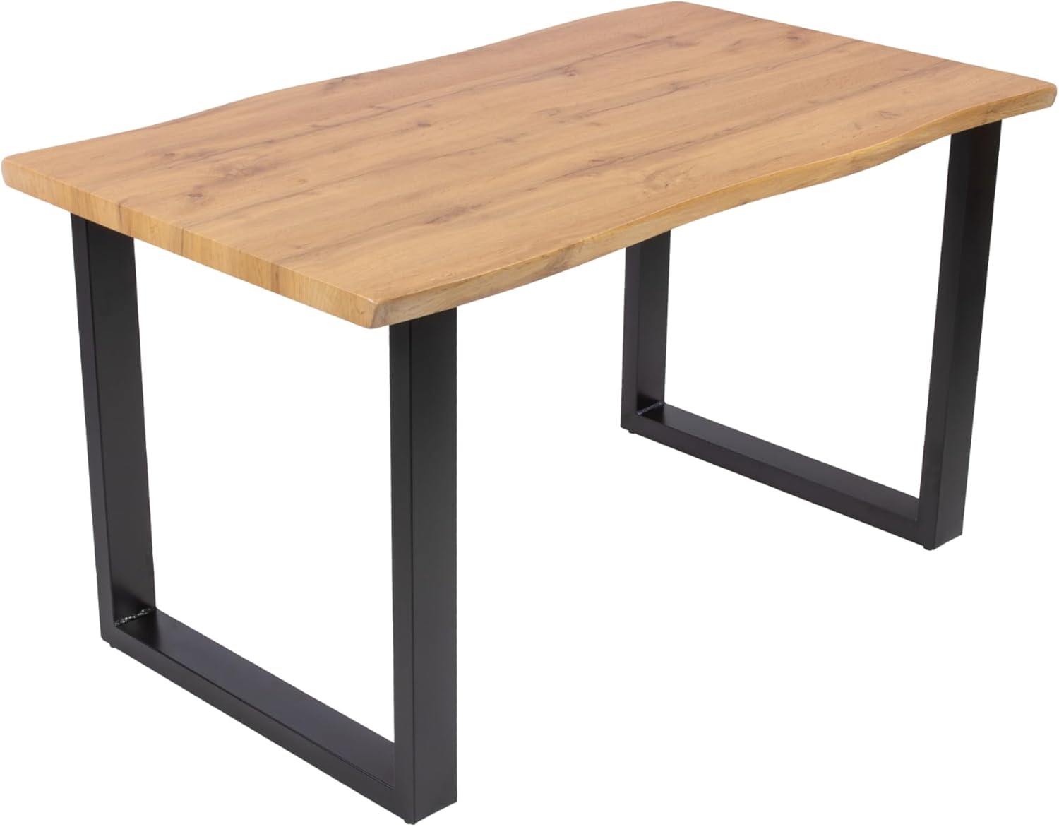 SAM Esstisch Josy | 140 x 80 cm | Holz Wildeiche-Optik | U-Gestell Metall schwarz | 40 mm Tischplatte mit Baumkante | Tisch für Esszimmer & Küche