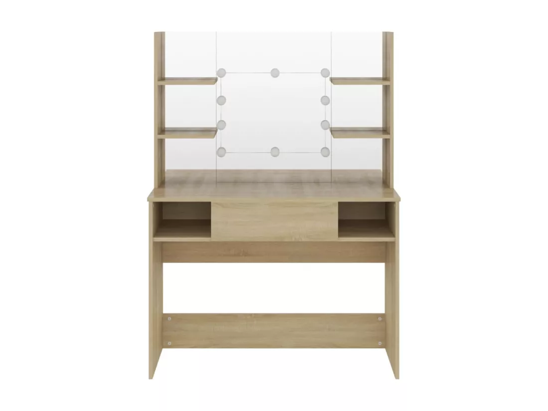 Table de maquillage avec éclairage LED 100x40x135 cm MDF Chêne