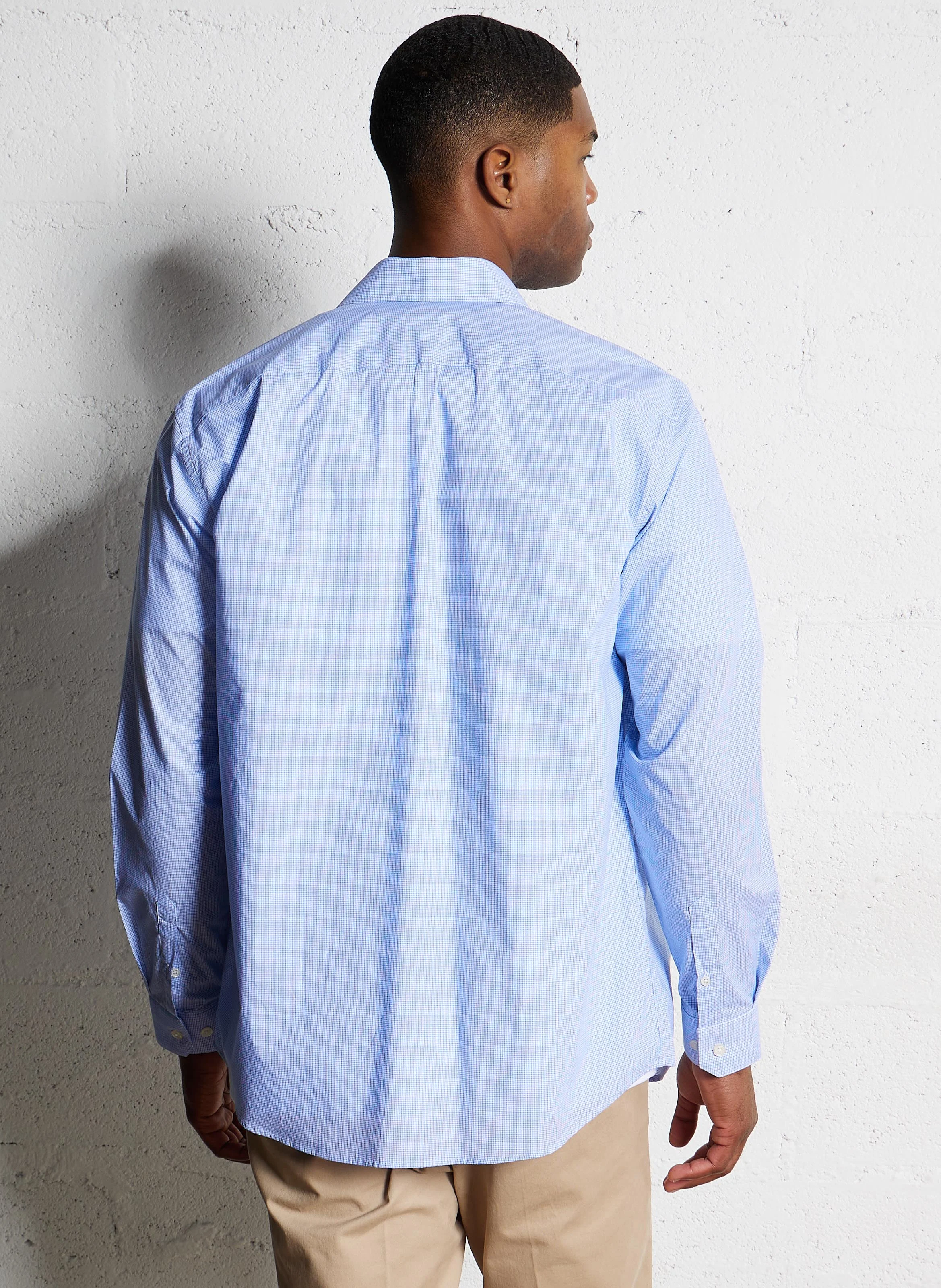 ETTON - Chemise droite en coton imprimée | Bleu