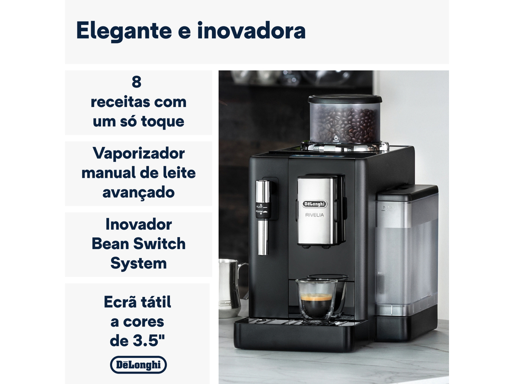 MÁQUINA DE CAFÉ AUTOMÁTICA DELONGHI RIVELIA EXAM440.35.B PRETO