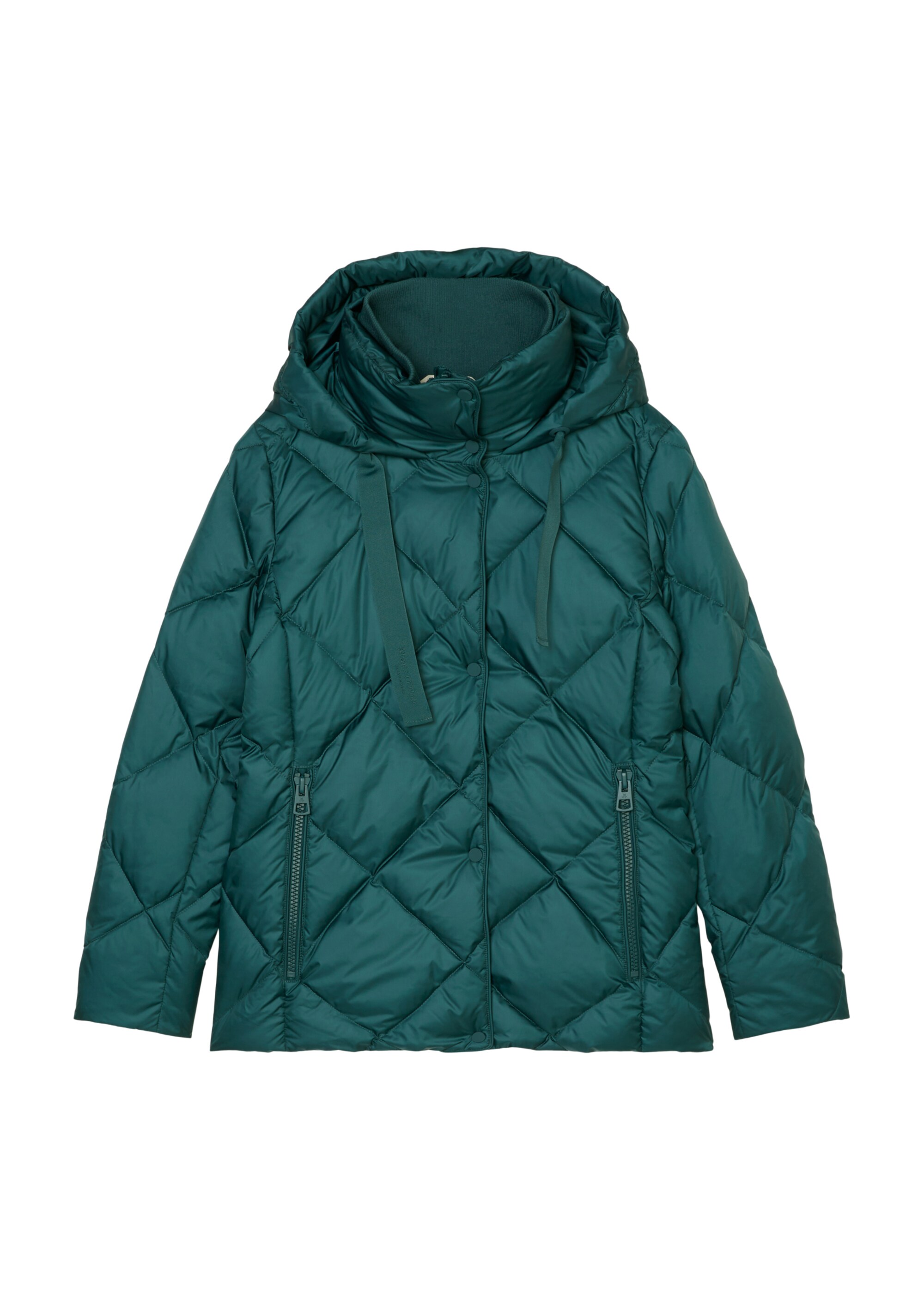 Puffer-Daunenjacke regular mit kontrastfarbener Kapuze