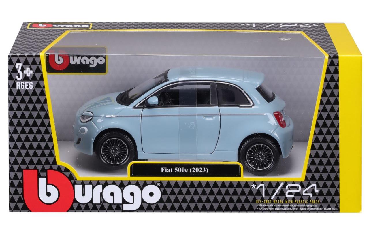 Fiat 500e Blau 1:24Sammlermodell im Massstab 1:24