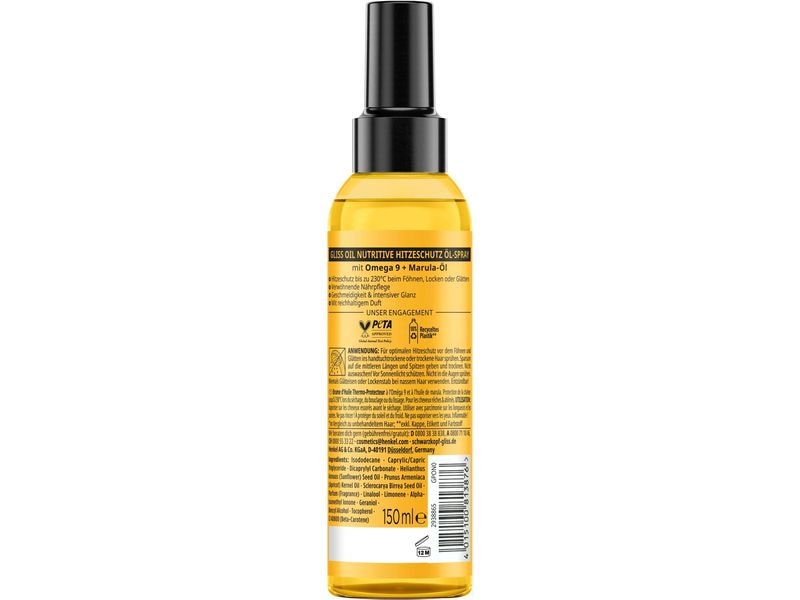 Schwarzkopf GLISS Hitzeschutz Öl-Spray Oil Nutritive 150 ml Hitzeschutz-Öl-Spray schützt beim Haarstyling vor Hitze