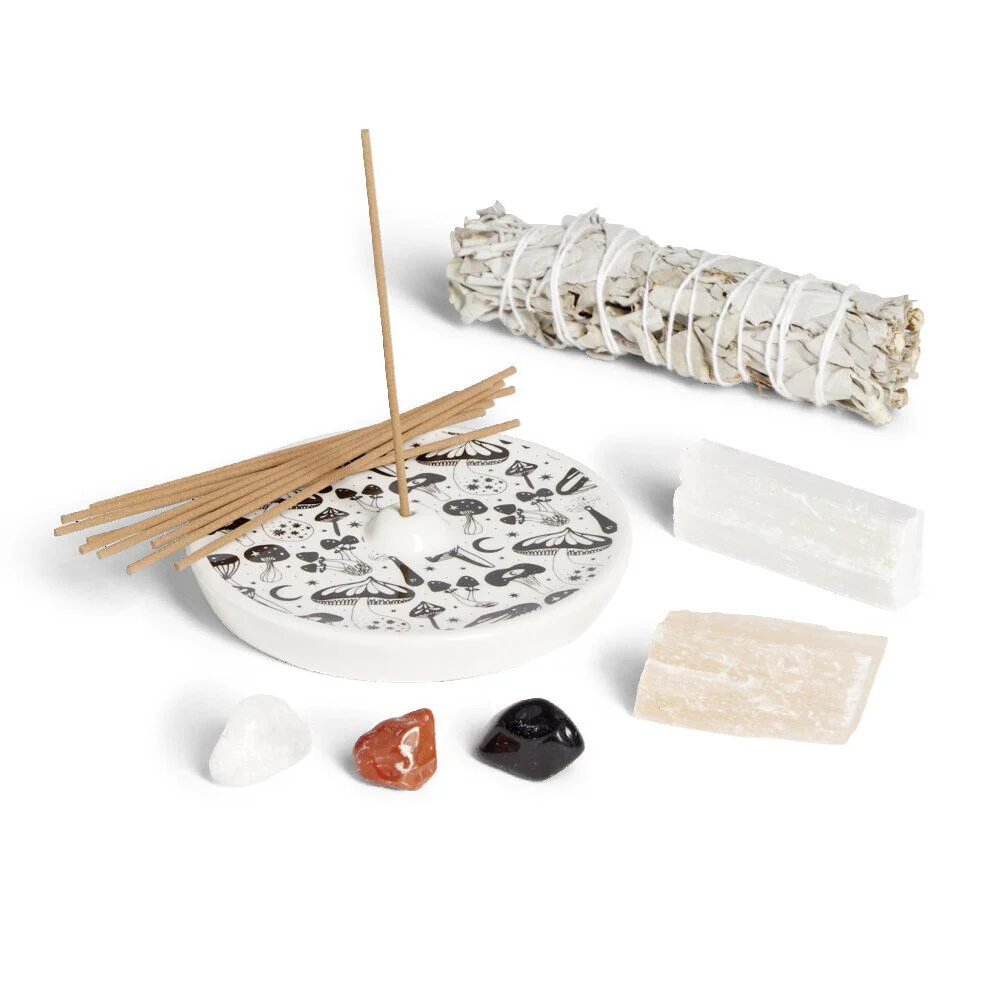 Coffret méditation kit encens/sauge/sélénite