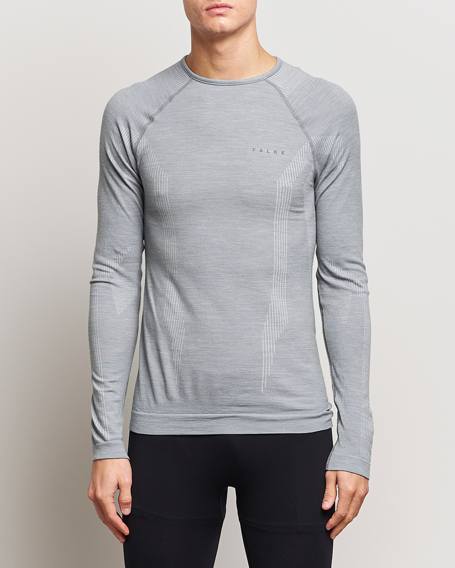 Falke Long Sleeve Wool Tech Shirt Grey Heather