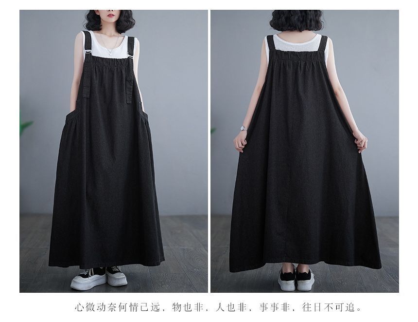 Lewwe - Maxi-jurk van effen denim