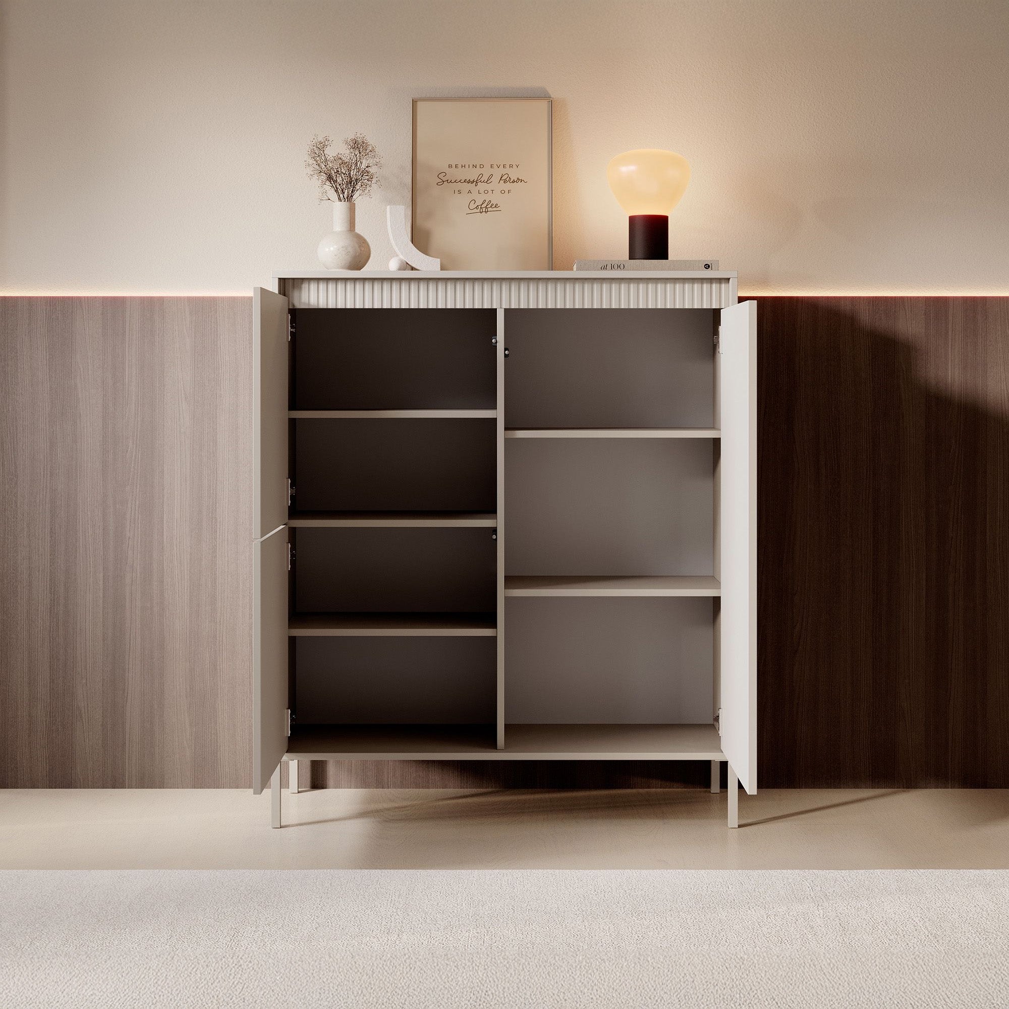 Saran - Dressoir - Beige - 104x40x123 cm