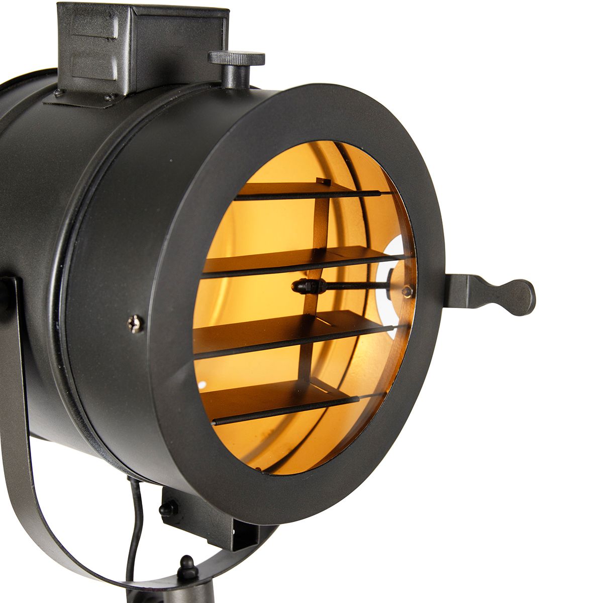 Tripod vloerlamp zwart met hout studiospot - Radient