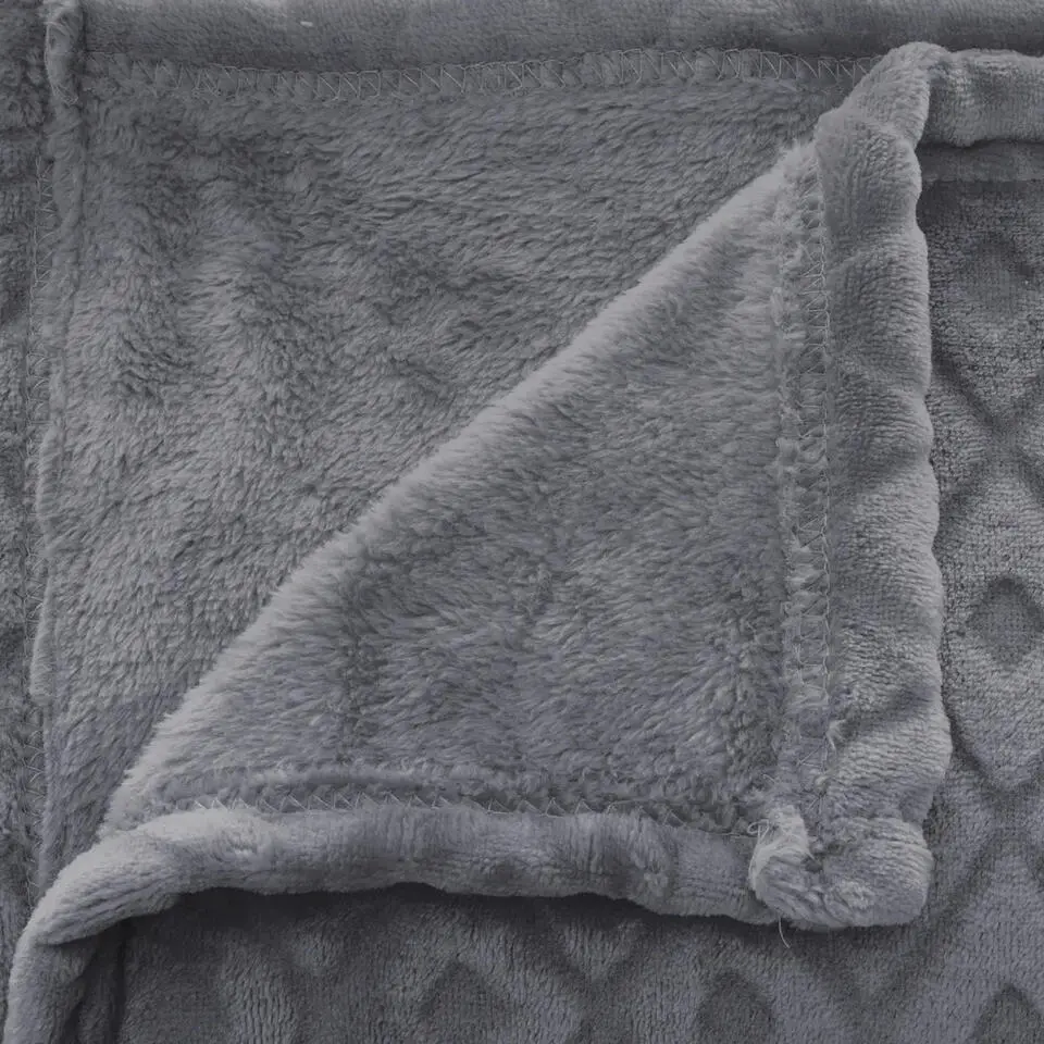 Atmosphera Plaid/bankdeken Monnet - betongrijs - 180 x 230 cm - fleece