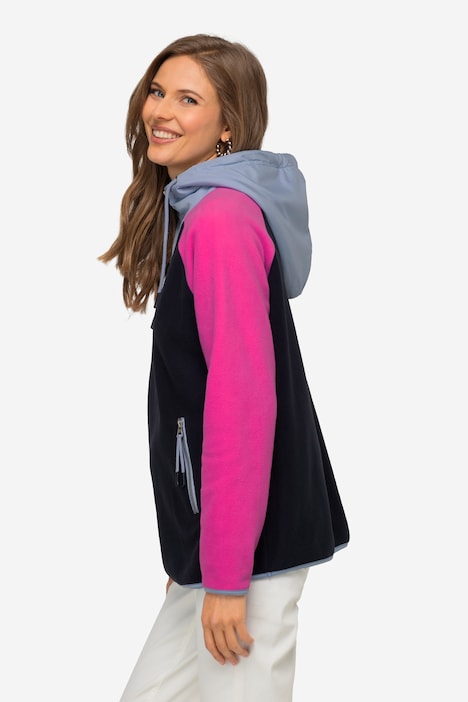 Hoodie, Materialmix mit Fleece, Colorblocking, Kapuze, Langarm, OEKO-TEX