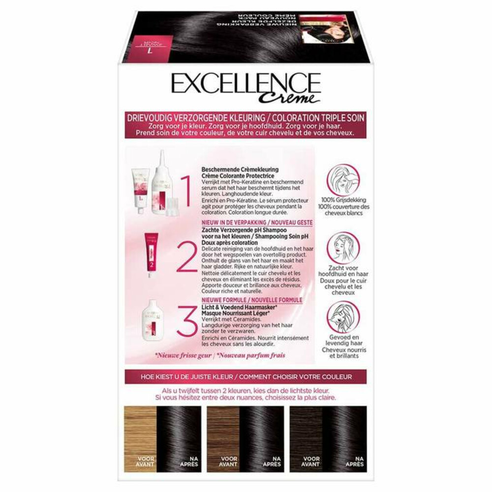 L'Oréal Excellence Crème Permanente Crèmekleuring 1 Zwart