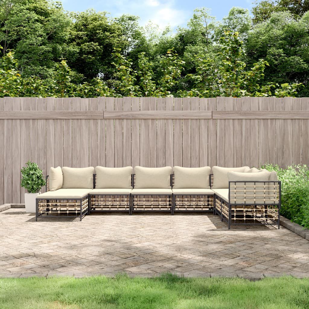 vidaXL 8-delige tuinloungeset met kussens, antraciet
