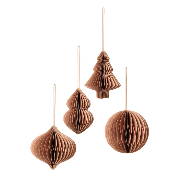 Broste Copenhagen - Christmas Mix Deko-Anhänger, Ø 9 x H 10 cm, indian tan (4er-Set)