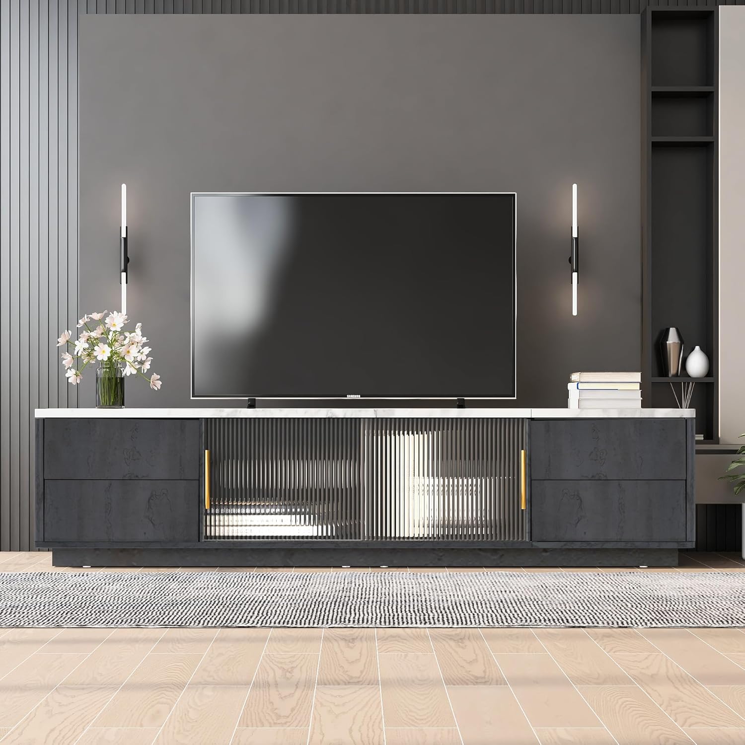 Merax TV Tisch TV-Schrank Lowboard für Fernseher Fernsehschrank für das Wohnzimmer 160cm TV Stand für 70