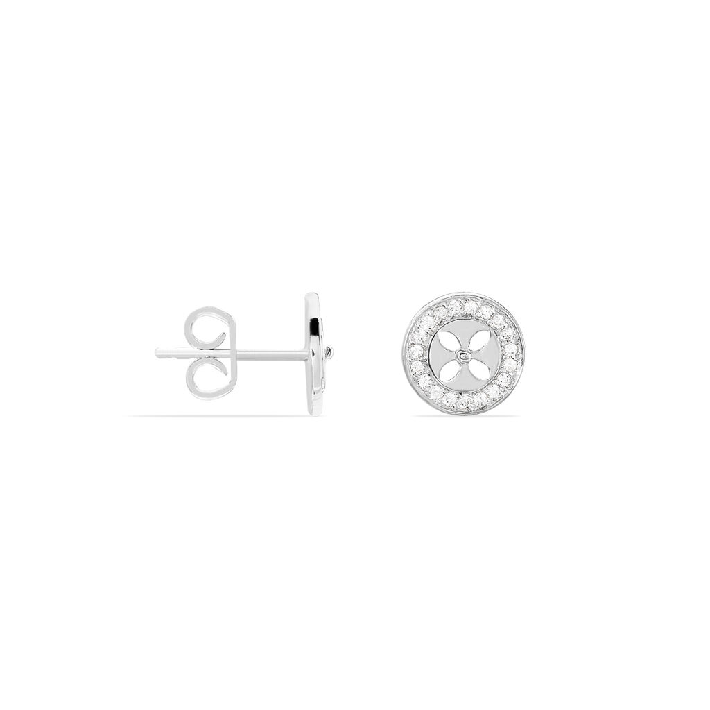 Boucles D'oreilles Puces Cicely Argent Blanc Oxyde De Zirconium