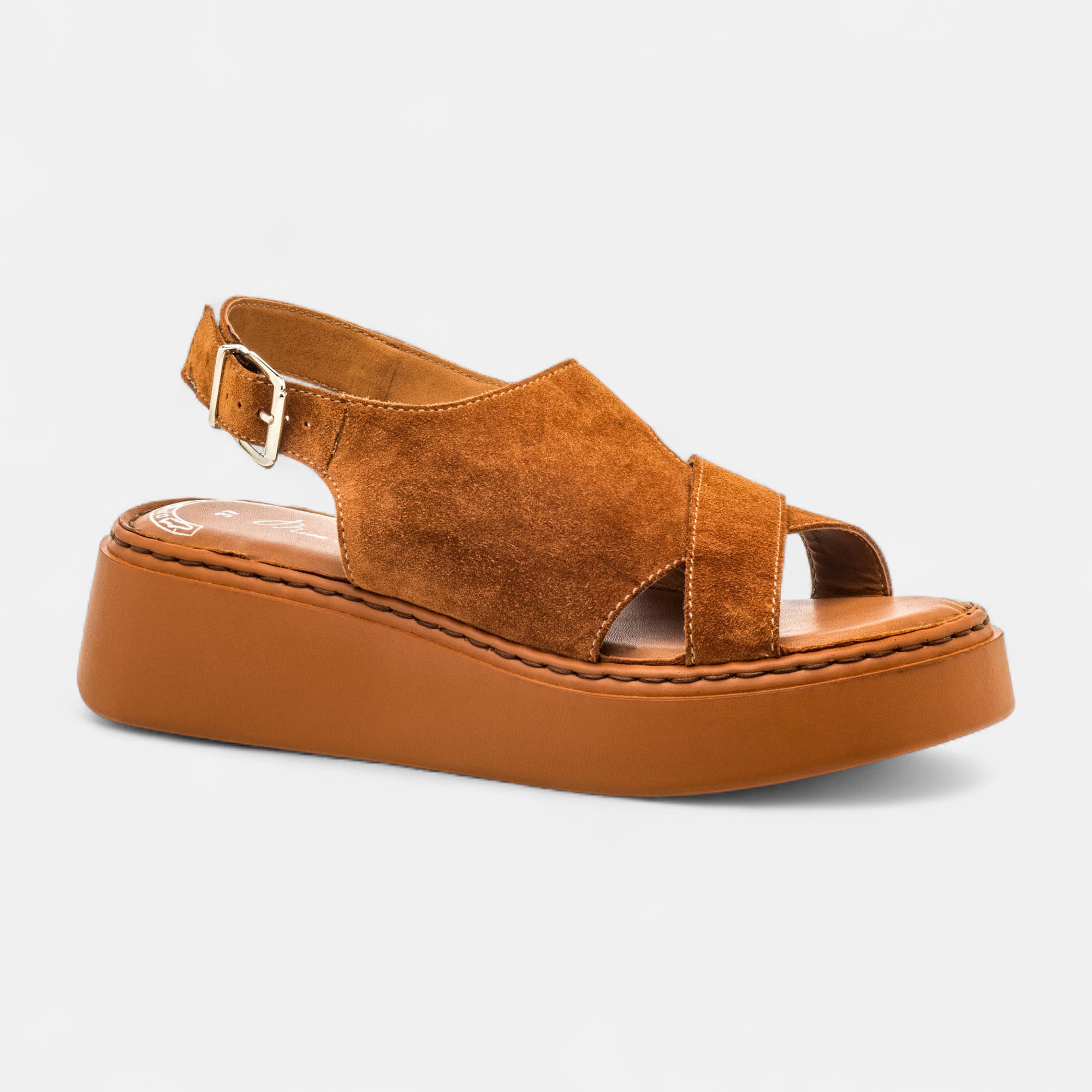 Sandales Femme en cuir cognac