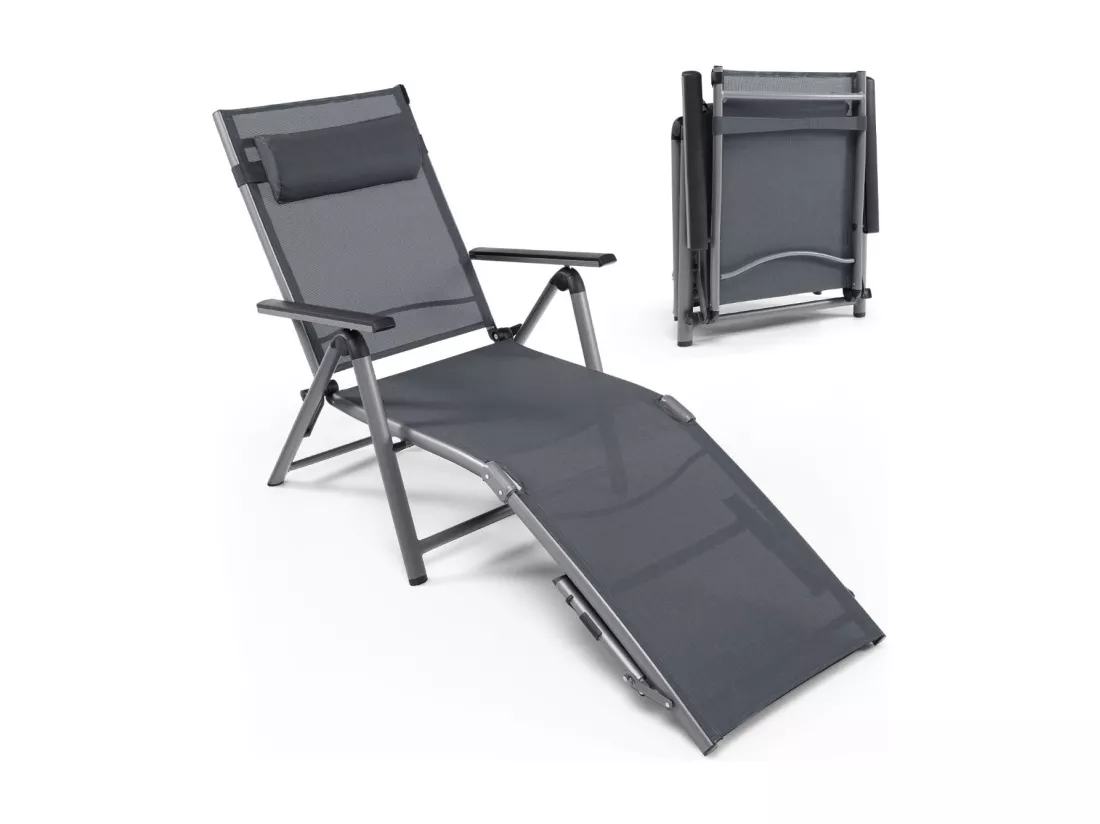 Chaise longue d'extérieur en tissu grise 180 x 67 x 95 cm 20_0008157