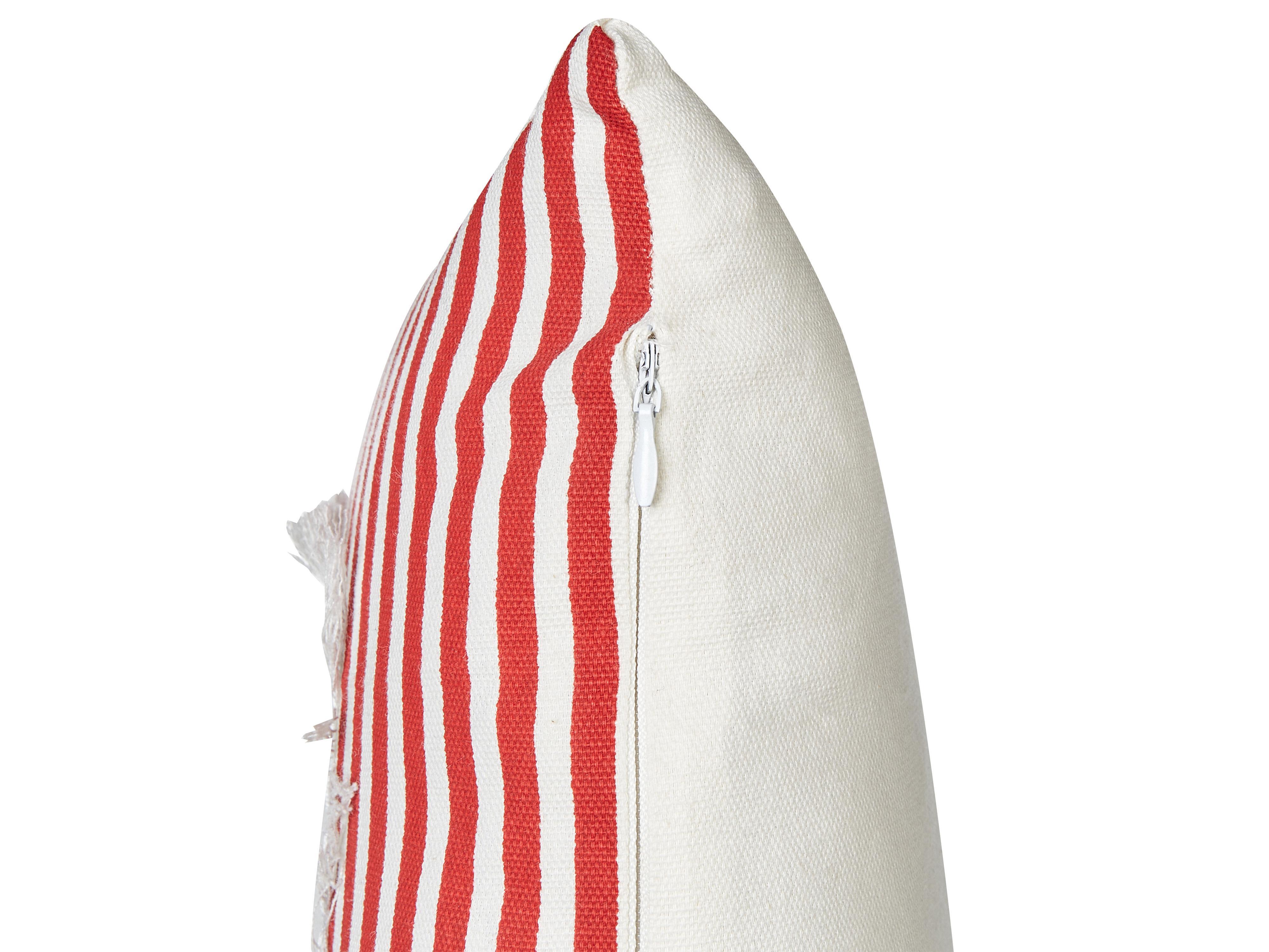 Set van 2 sierkussens ALSINE Katoen 30 x 50 cm Rood gestreept