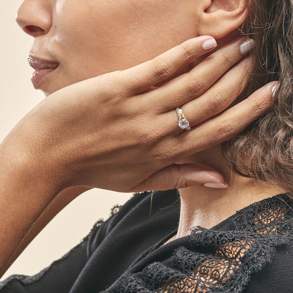 Bague Solitaire Messine Or Jaune Oxyde De Zirconium