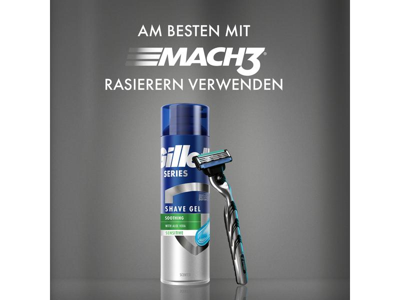 Gillette Rasiergel Series Sensitive 200 ml Beruhigendes Rasiergel mit Aloe vera für empfindliche Haut
