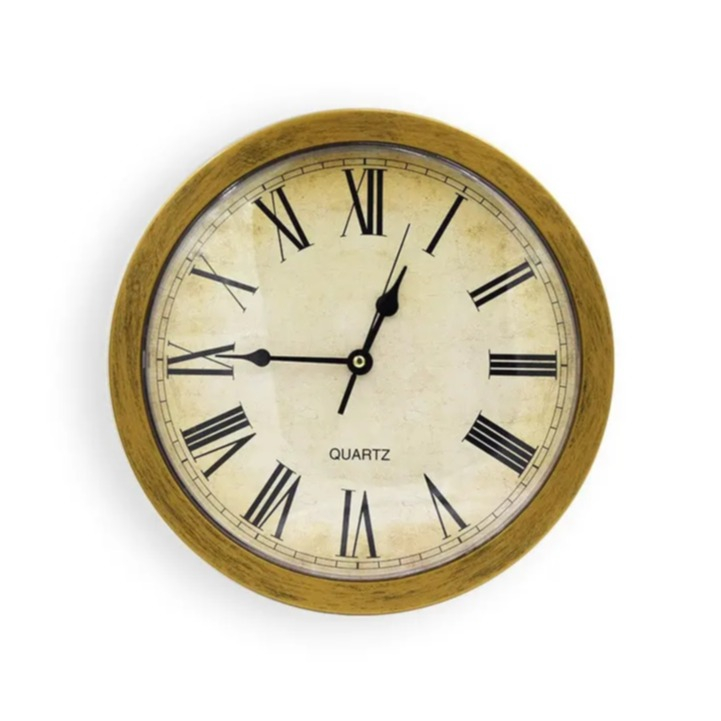 (Ø25cm) Retro Wanduhr Geheimversteck Tresor Uhr mit Geheim Fach Secret Safe (Batteriebetrieben) - Gold