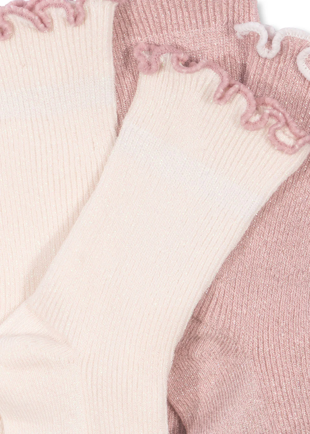 2 pak flæsestrømper - rose\/off white - 19-21