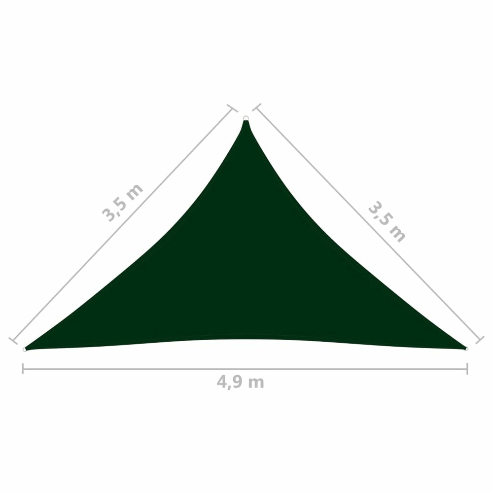 Voile parasol tissu oxford triangulaire 3,5 x 3,5 x 4,9m vert foncé