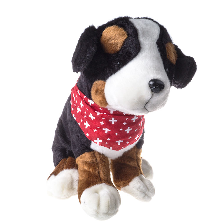 Plüsch Berner Sennenhund 30cm 30cm mit Tuch CH-Kreuz