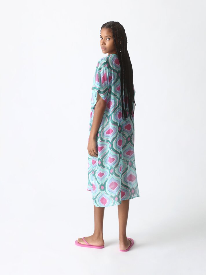 Caftan midi estampado - Azul claro