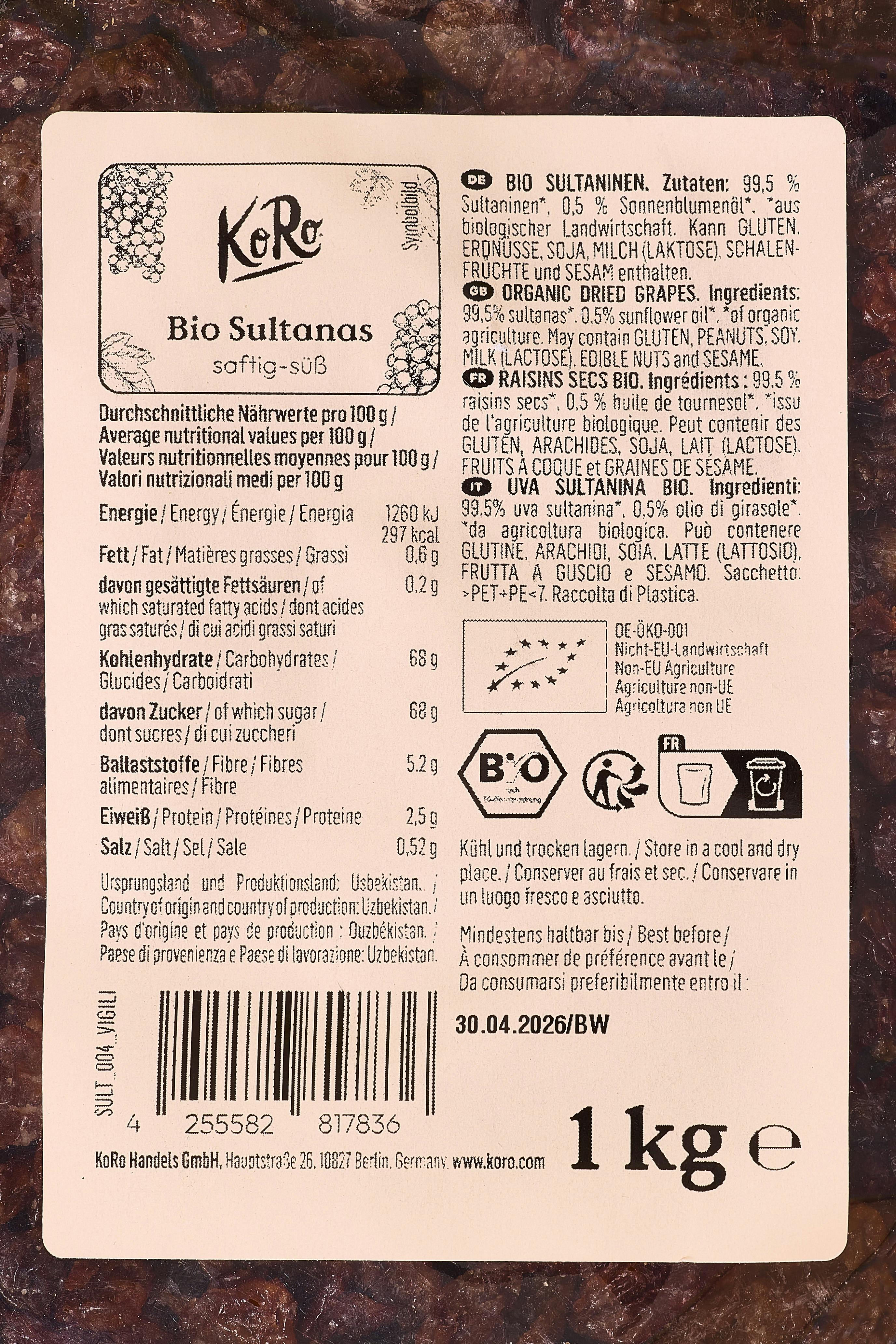 Bio Sultanas 1 kg