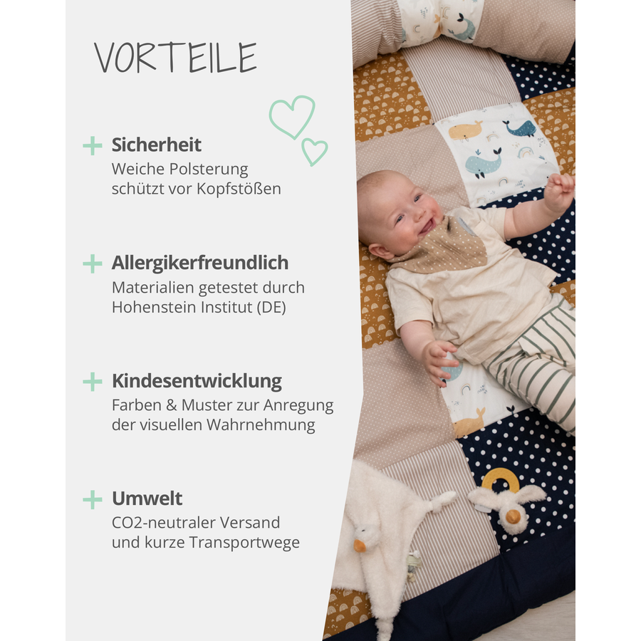 Ullenboom Krabbeldecke & Laufgittereinlage 140X140 cm Wale