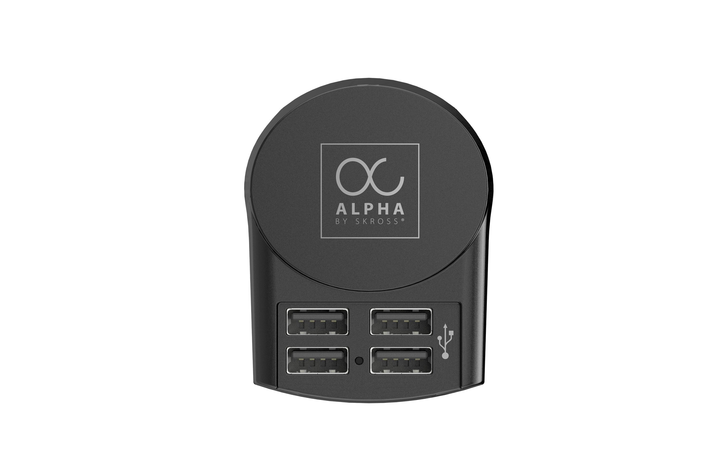 Reiseadapter Alpha 4 x USB-APremium-Weltreiseadapter für 2- und 3-polige Geräte