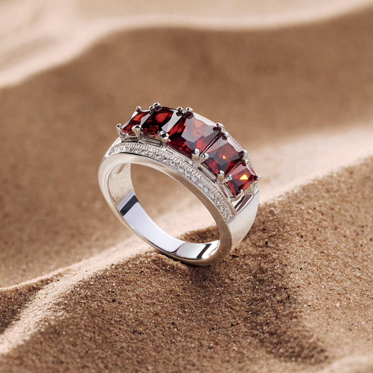 Bague argent 925 zirconias rouges