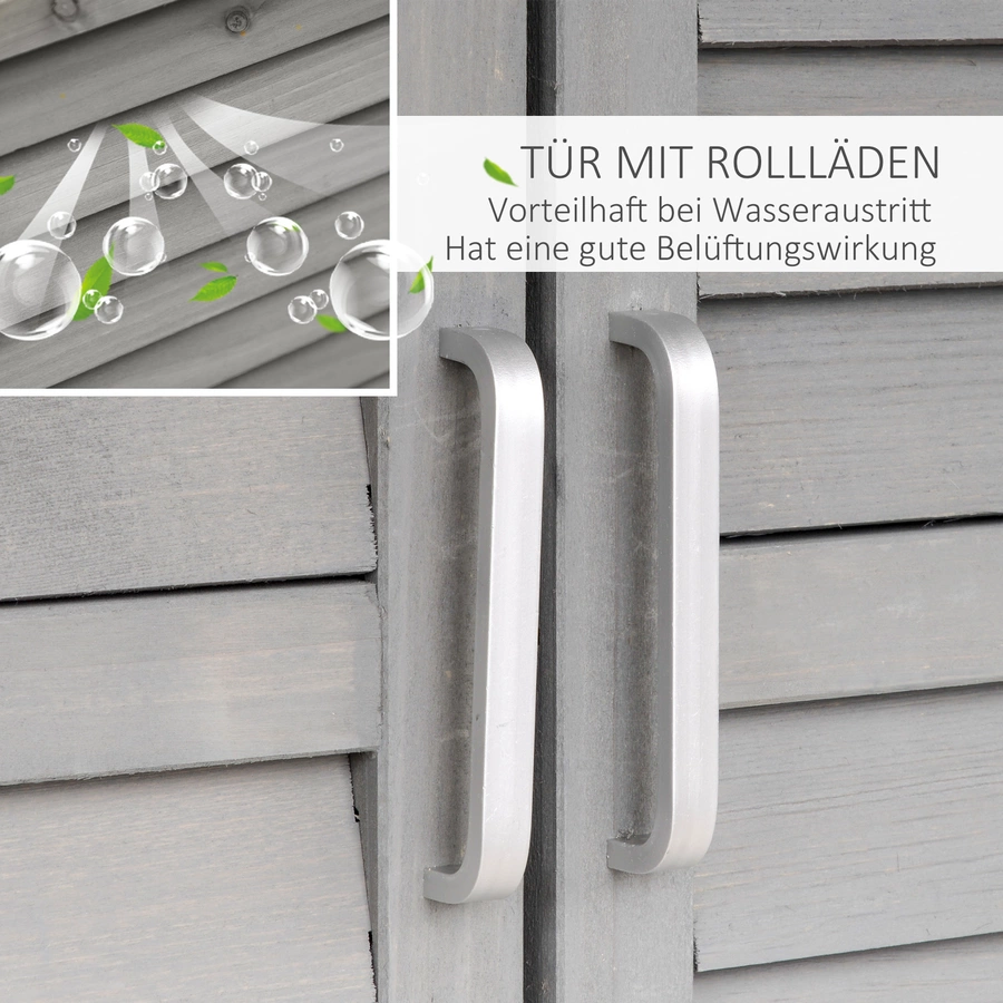 Outsunny Geräteschrank mit Lamellentüren grau