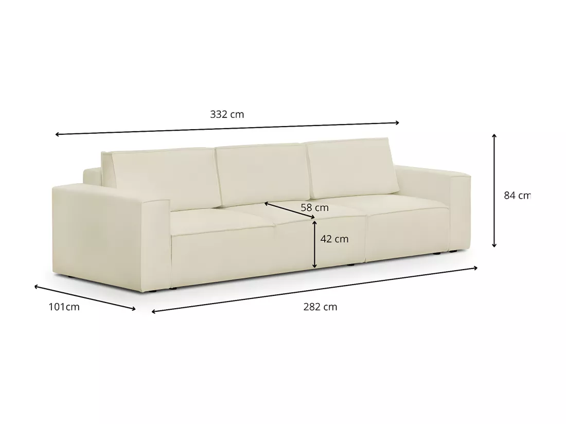 Canapé modulable convertible 5 places avec coffre de rangement en tissu bouclé écru - Harper Mod