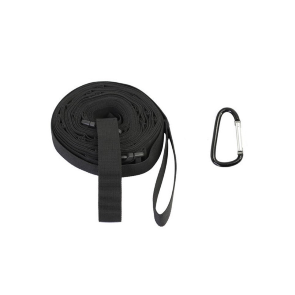 (20-tlg. Set) 670cm Robuste Wäscheleine Outdoor Camping Schnur mit 19 Karabinerhaken - Schwarz