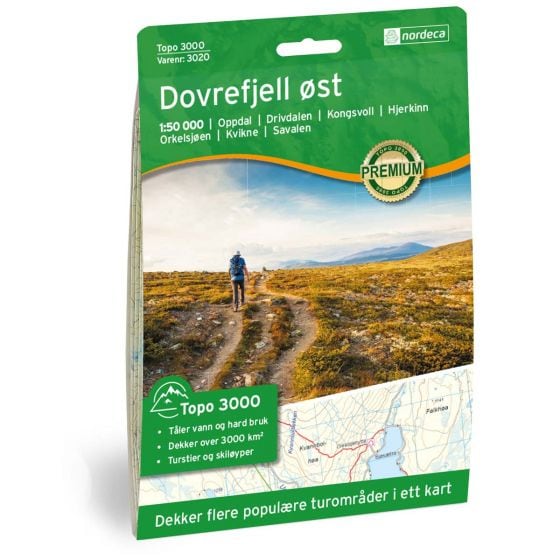 Turkart, Dovrefjell Øst<br>Dekker populære turområder med uthevet turinformasjon!