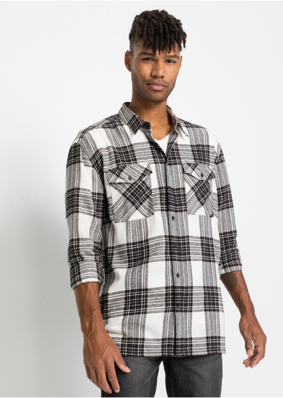 Chemise manches longues en flanelle, Loose Fit