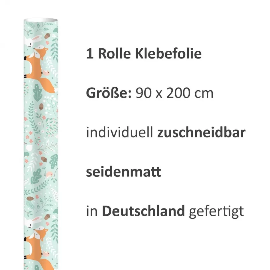 Nikima Klebefolie KF-24 selbstklebende Folie - Waldtiere mint bunt
