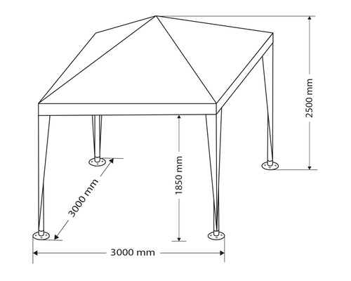 Partytent Garden Place Grete 3 x 3 x 2,5 m Polyethyleen geweven stof 120 g/m² wit