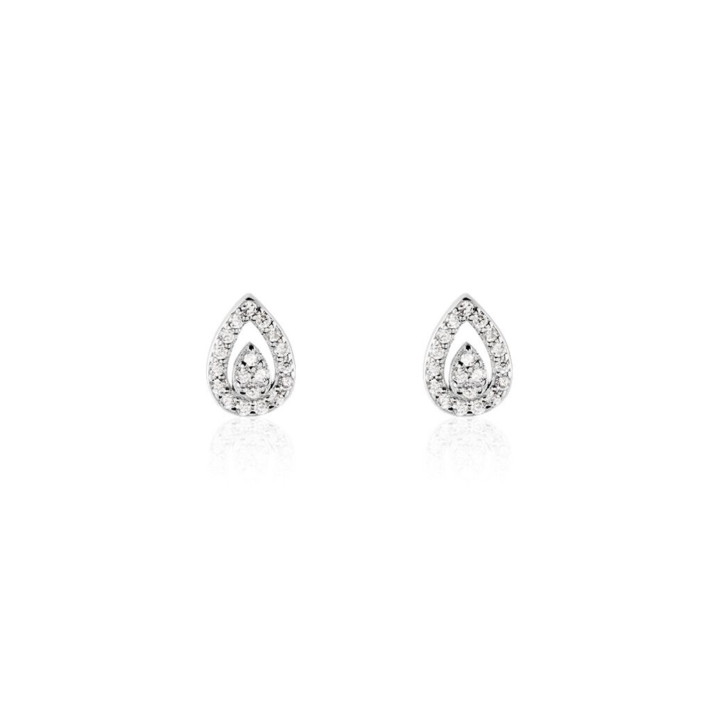 Boucles D'oreilles Puces Argent Blanc Grietje Oxydes De Zirconium