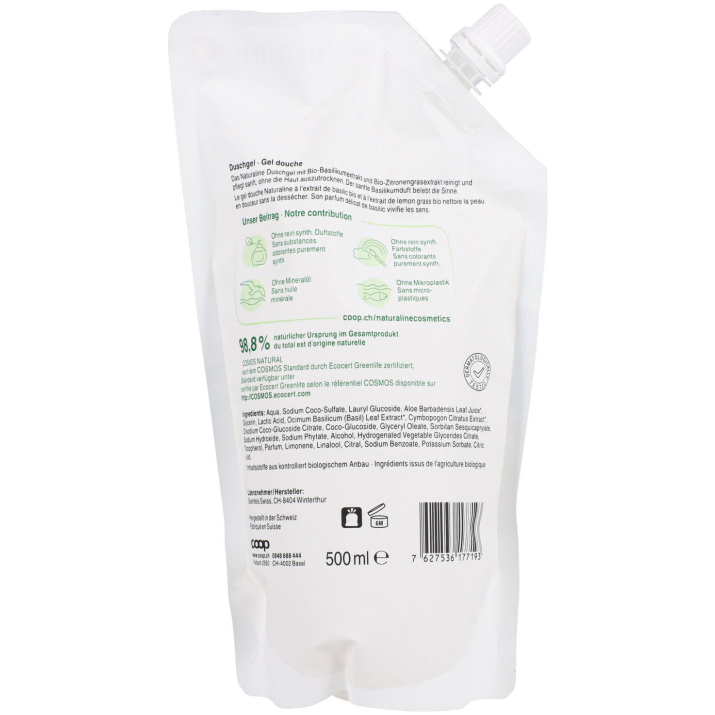 Naturaline Duschgel Basilikum & Zitronengras Refill